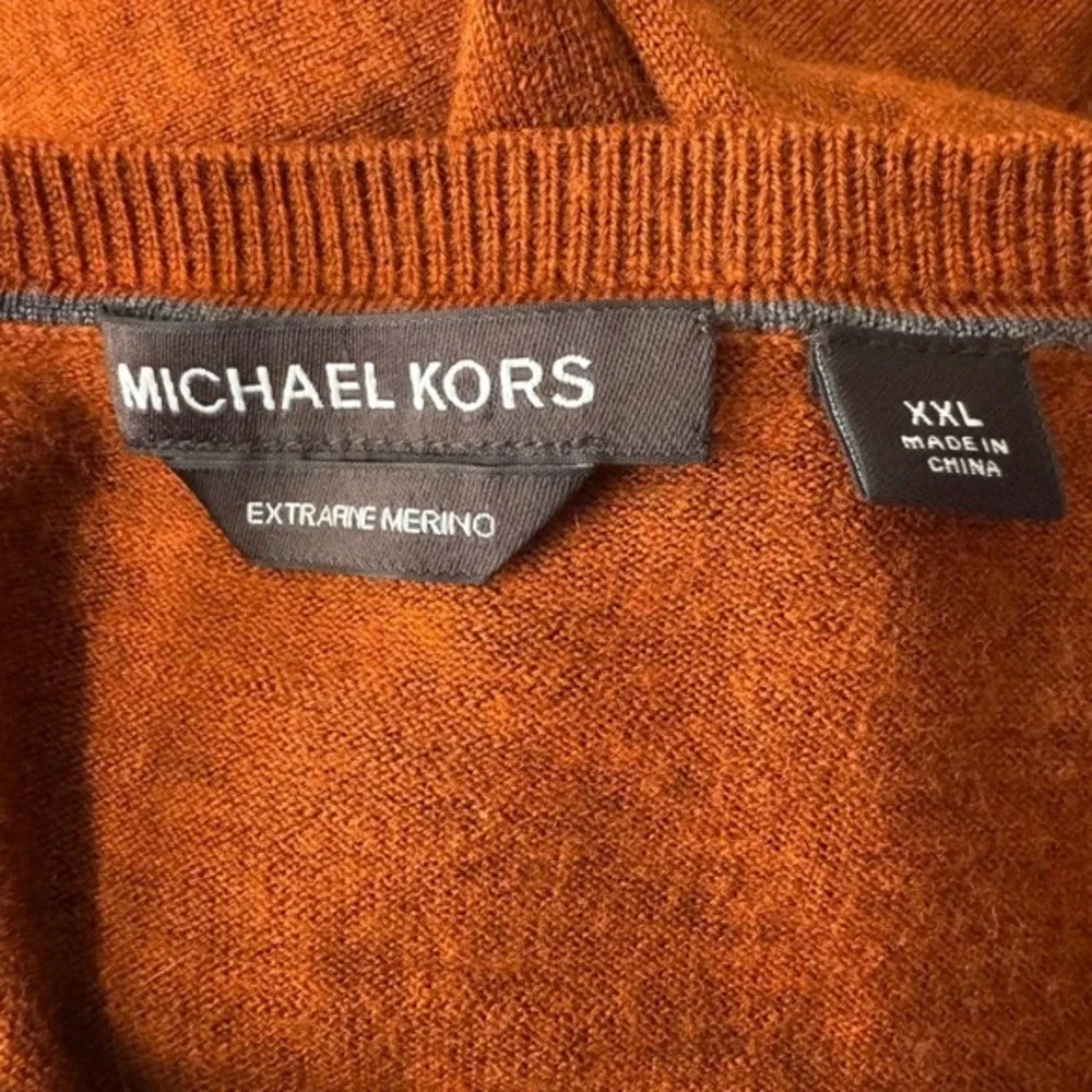 Michael Kors Men's Extra Fine Merino Wool Crew Neck Sweater Burnt‎ Orange XXL